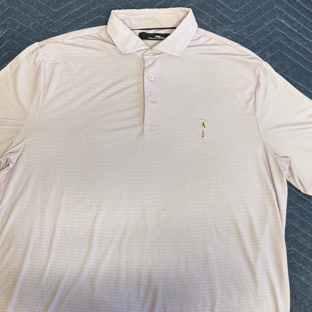 RLX Ralph Lauren Men's Light Pink houndstooth Polo